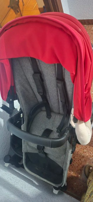 Cochecito Bugaboo Rojo y Gris GEMELAR