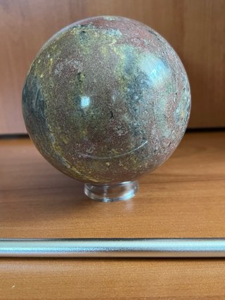 Esfera Mineral Jaspe Oceánico Pulido Con Peana