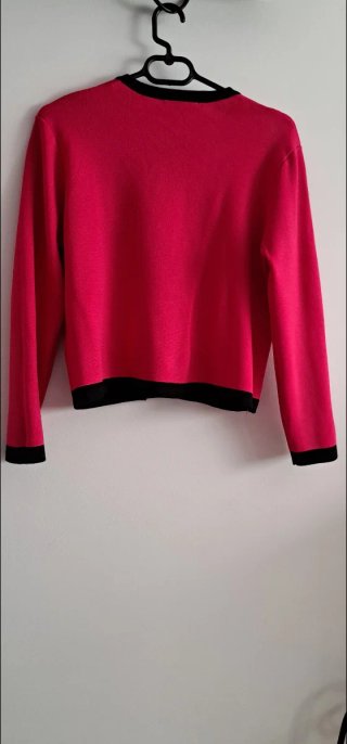 Cárdigan Zara Punto Cremallera Negro Rosa