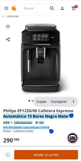 Cafetera automatica Philips Serie 1220