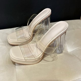 Sandalias Transparentes Tacón Metacrilato