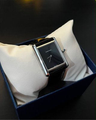 Reloj Cartier Tank Negro y Plateado