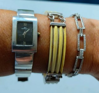 Pulseras Plata Ley Hueso Reloj cuarzo plata de ley