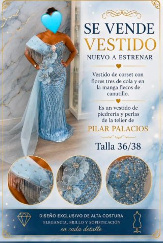 Vestido Pilar Palacios azul sin estrenar Talla 36/
