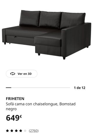 Sofá Cama Friheten Ikea Piel Sintética Blanca