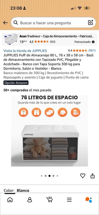 Baúl Almacenaje JUPPLIES Blanco Piel Sintética