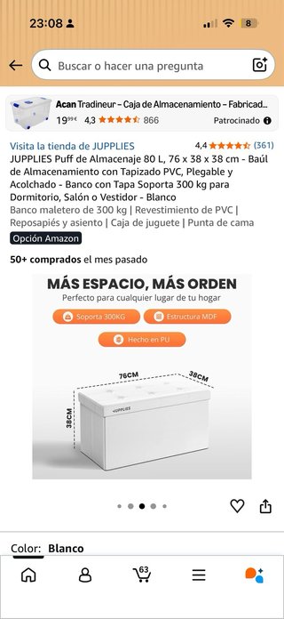 Baúl Almacenaje JUPPLIES Blanco Piel Sintética