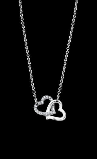 Collar Lotus Style Doble Corazón Mujer