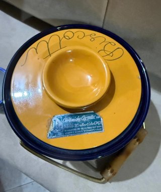 Biscottiera vintage con manico in bambù