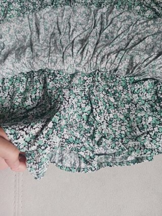 Falda pantalón floral verde y blanco