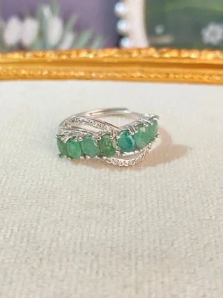 Anillo Esmeralda Natural Plata
