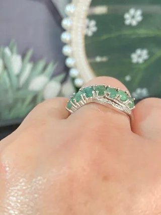Anillo Esmeralda Natural Plata