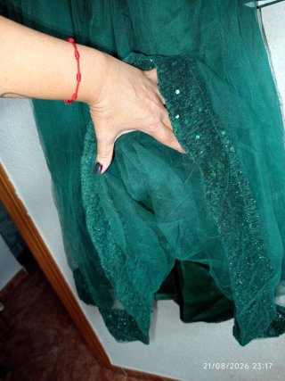 Vestido fiesta niña verde lentejuelas tul Talla 10