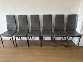 Sillas comedor cuero sintético gris (6uds)