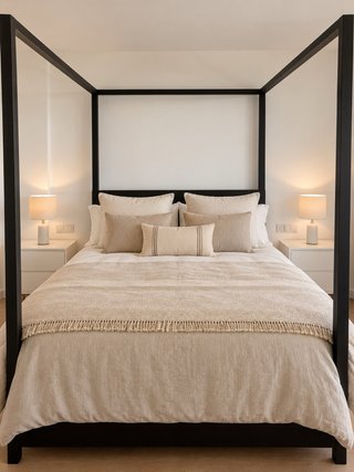 Cama dosel 160x200 madera negra