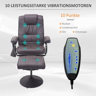 Sillón de masaje Relax, incluido reposapiés, 10 pu