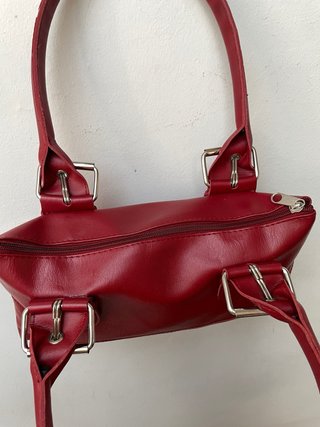 BOLSO ROJO HOMBRO MUJER VINTAGE TIPO PIEL RETRO