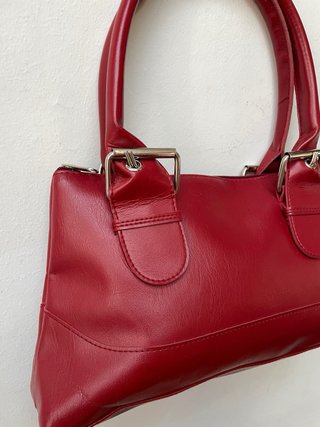 BOLSO ROJO HOMBRO MUJER VINTAGE TIPO PIEL RETRO