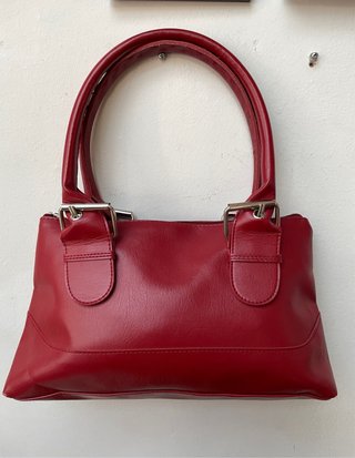 BOLSO ROJO HOMBRO MUJER VINTAGE TIPO PIEL RETRO