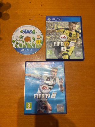 Lote Juegos PS4: FIFA 17, FIFA 19, Sims 4