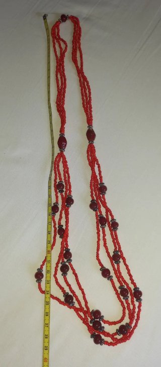 Collar Cuentas Naranja y Burdeos