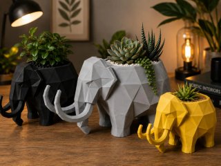Maceta Elefante Diseño Geométrico 3D