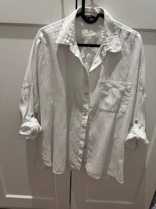 Camisa Lino Massimo Dutti Blanca
