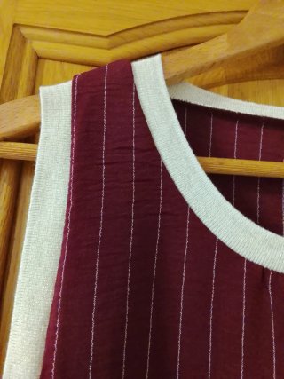 Vestido túnica rayas burdeos hilo metalizado