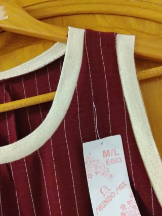 Vestido túnica rayas burdeos hilo metalizado