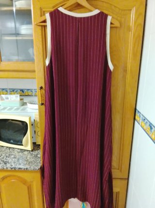 Vestido túnica rayas burdeos hilo metalizado