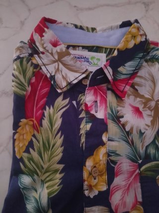 Camicia Uomo Hawaiana Blu/Multicolor Taglia M