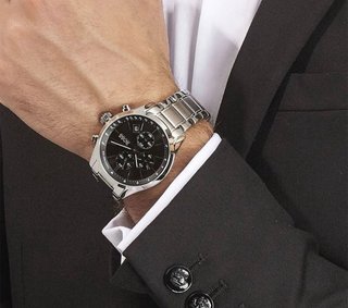Reloj Hugo Boss Hombre Negro/Plateado Nuevo