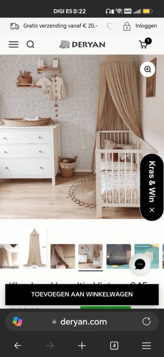 Mosquitera Deryan para cama infantil
