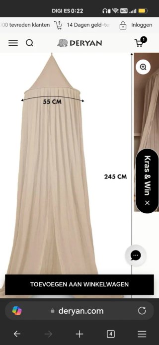 Mosquitera Deryan para cama infantil