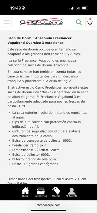 Cama de pesca y saco de dormir