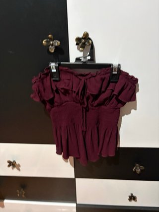 Bershka Top Volantes Rojo
