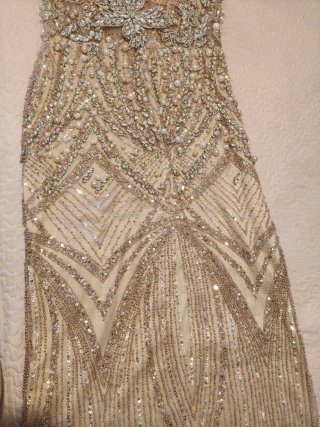 Vestido de fiesta plateado y rosa talla 42/44