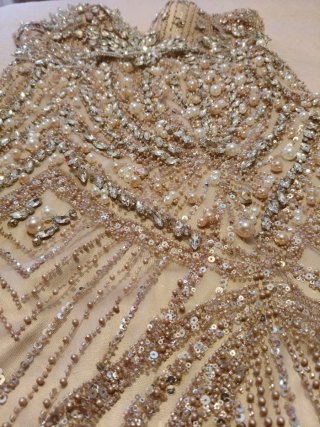 Vestido de fiesta plateado y rosa talla 42/44
