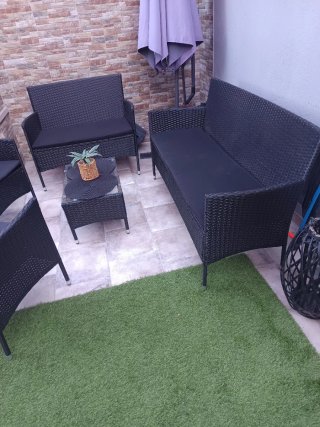 Conjunto Muebles Jardín Ratán Negro
