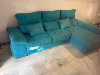 Sofá Chaise Longue Grande + 2 Pufs