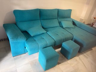 Sofá Chaise Longue Grande + 2 Pufs