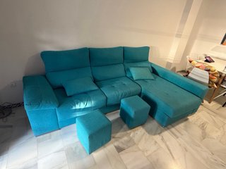 Sofá Chaise Longue Grande + 2 Pufs