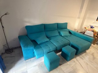 Sofá Chaise Longue Grande + 2 Pufs