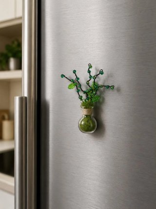 Mini planta de alambre hecha a mano para nevera