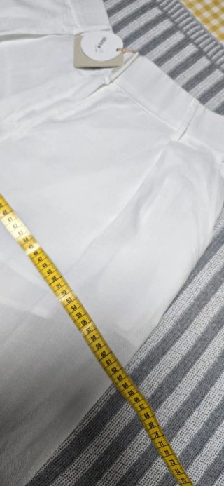 Pantalón blanco pinzas lino y algodón