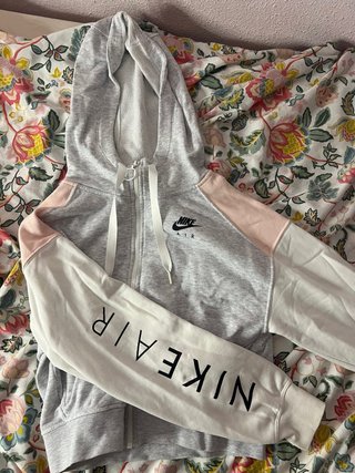 Sudadera Nike Air Gris, Rosa y Blanca