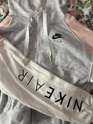 Sudadera Nike Air Gris, Rosa y Blanca