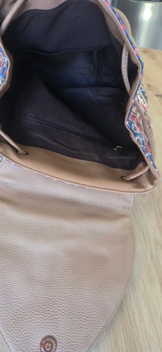 Bolso Mochila Estampado Étnico Flecos