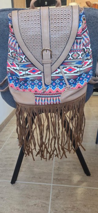 Bolso Mochila Estampado Étnico Flecos
