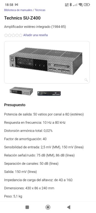 Technics SU-Z400 Amplificador Estéreo Plata